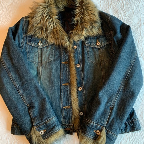 COPY - Faux Fur Denim Bomber Jacket by XNTRIK - Picture 1 of 7
